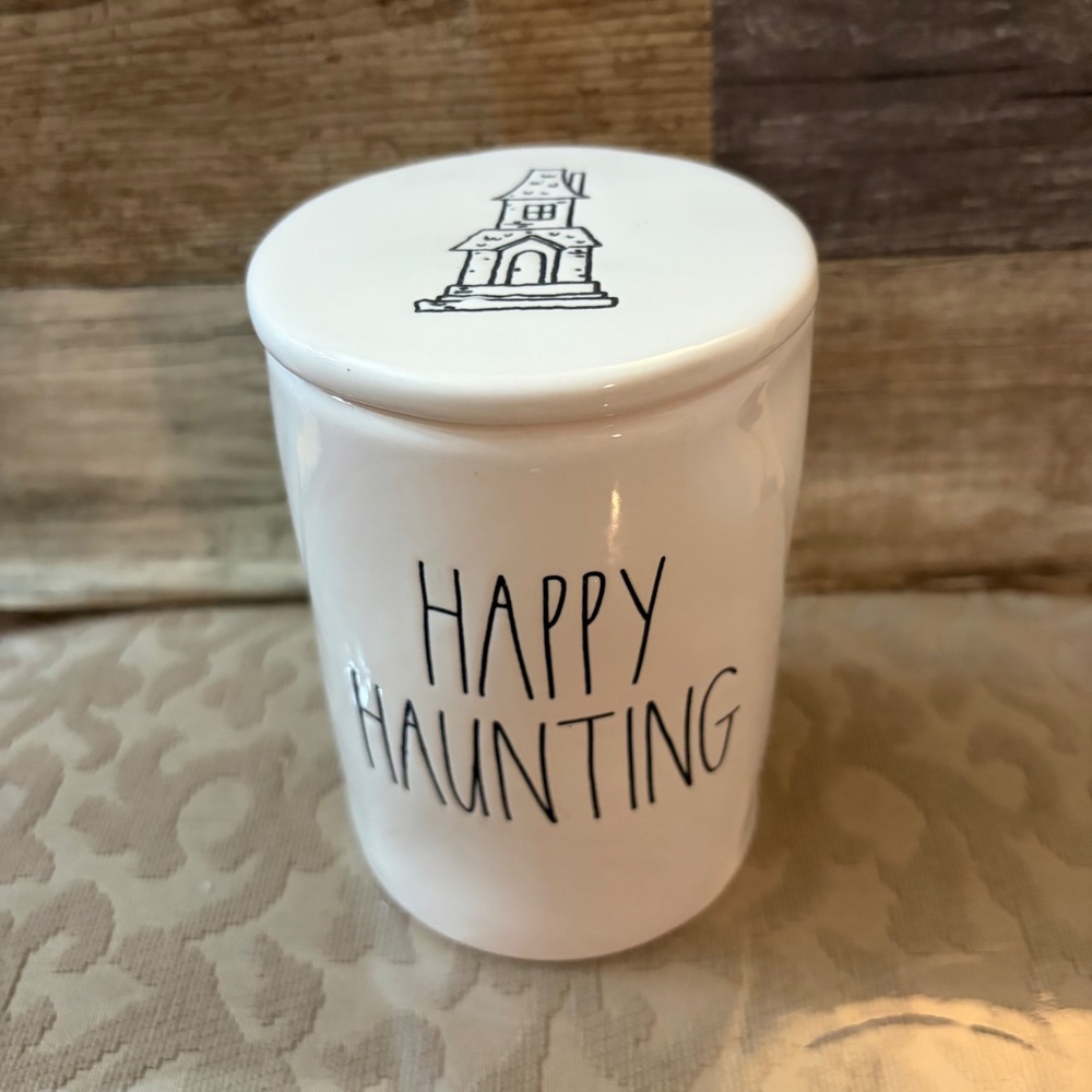 Rae Dunn Happy Haunting Vanilla Woods Scented Candle DW Home Magenta Halloween